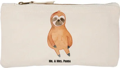 Produktbild von Mr. & Mrs. Panda Mäppchen Faultier Zufrieden Größe S Klein - Weiß - Geschenk, Pause, Schminktasche, Faultiere, Kulturbeutel, Ruhe, Etui, Kosmetiktasche, Stoffbeutel
