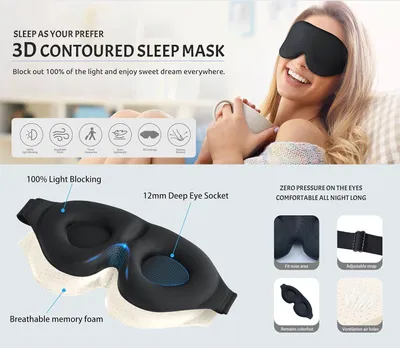 Produktbild von Schlafmaske ergonomisch, Lichtblockierend, 1 Stück, für die Nacht