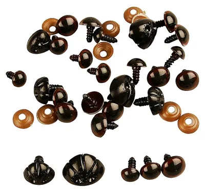 Obrázok produktu pre Medvedie oči a nosy, sortiment, 10-15 mm, 12 farieb.