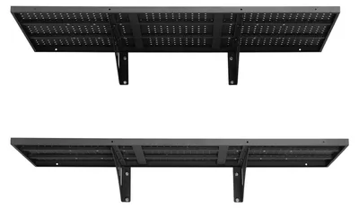 Zdjęcie produktu dla Półka ścienna do garażu, dwupoziomowa, wytrzymała, stalowa, montowana na ścianie, wymiary: 50 x 122 cm. Jedna półka ma wymiary 500 x 1219 mm. Metalowa półka wisząca do garażu, z maksymalnym obciążeniem 254 kg. Kolor: czarny