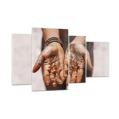 Produktbild von Bilder auf glas - 4 Teile - Hände Strand Gold - 120x70cm - Glasbilder - Wandbilder - Bilder - zum Aufhängen bereit - Wanddekoration aus Glas - Glas Bilder - Wandbild auf Glas - GDL120x70-5055