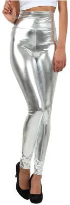 Produktbild von Sakkas 2616 Glänzende flüssige Metallic-Leggings mit hoher Taille und Stretch -