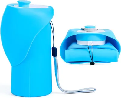 Produktbild von INF 550ml Faltbare Haustier Wasserflasche - Tragbare & Auslaufsichere Trinkflasche Blau