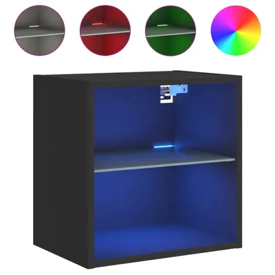 Obrázek produktu pro Nástěnný noční stolek s LED světly černý