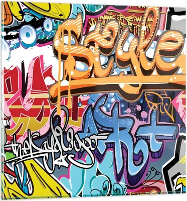Produktbild von Bilder auf glas - Graffiti modern - 30x30cm - Glasbilder - Wandbilder - Kunstdruck - zum Aufhängen bereit - Wanddekoration aus Glas - Glas Bilder - Wandbild auf Glas - Einteilig - GAC30x30-3578