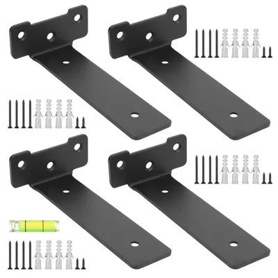 Imagen del producto de Omgoods - Juego de 4 soportes para estanterías de pared, robustos, en metal