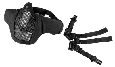 Productafbeelding van OneTigris Opvouwbaar gezichtsbeschermingsmasker, meshmasker voor airsoft, paintball, CS (zwart, maat L)