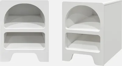 Immagine prodotto di Set 2 comodini effetto legno bianco, 2 nicchie, Bianco