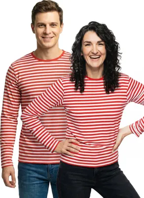 Produktbild von Ringelshirt lang rot-weiß Karnevalskostüm Herren Größe: M