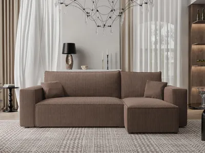 Produktbild von Idohome - PARIS L Ecksofa mit Schlaffunktion und Bettkasten 244x145 cm – universell  – Modernes Schlafsofa & Couchgarnitur Farbe: Braun Poso 06