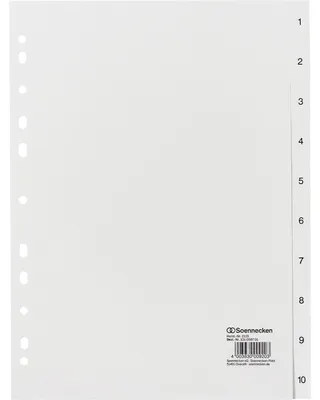 Produktbild von Register 2115 DIN A4 1-10 volle Höhe PP weiß Packung mit 25 Stück