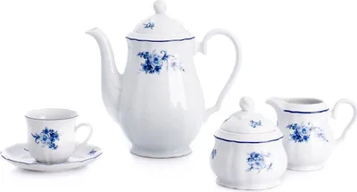 Produktbild von Kaffeeservice Thun Rose, 15-teilig, blau-rosa