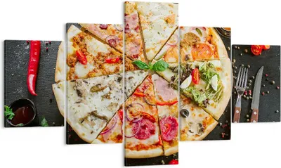 Produktbild von Bild auf Leinwand - Leinwandbild - Pizza Käse Tomaten - 125x70cm - Wand Bild - Wanddeko - Leinwanddruck - Bilder - Kunstdruck - Wanddekoration - Leinwand bilder - Wandkunst - EA125x70-4118
