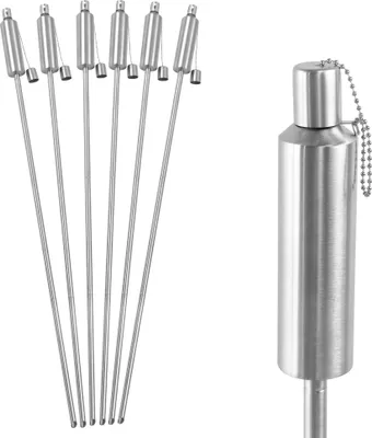 Produktbild von Gartenfackeln für Draußen Öl 6er Set Ölfackel Edelstahl 330 ml mit Fiberglas Docht und Löschkappe 115 cm Hoch Fakeln für Draussen Garten Rasen CEEDIR