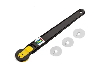 Produktbild von Revell 39076 Gravurwerkzeug für Nietenreihen, 4 Gravierscheiben mit unterschiedlichen Nietenabständen Modellbau-und Bastelzubehör, schwarz, 14 cm, China, Verbrauchereinheit Zubehör, 15 mm, 100 mm