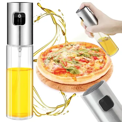 Zdjęcie produktu dla Spryskiwacz do oleju oliwy octu rozpylacz dozownik spray 100 ml szklany atomizer kuchenny srebrny