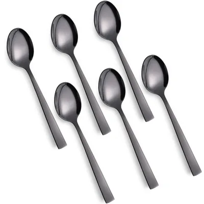 Zdjęcie produktu dla Zestaw sześciu łyżeczek do herbaty ze stali nierdzewnej, czarny, 14 cm