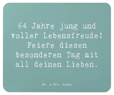 Produktbild von Mr. & Mrs. Panda Mouse Pad Spruch 64. Geburtstag Freude - Meeresbrise - Geschenk, Geburtstagspersonalisiert, Mauspad, 64 Jahre, Geburtstagsgeschenk, Lebensfreude, pc