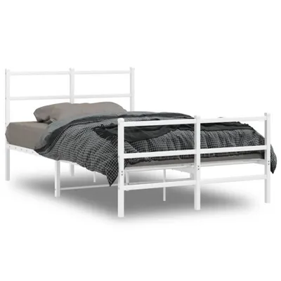 Produktbild von vidaXL Bettgestell mit Kopf- und Fußteil Metall Weiß 120x200 cm