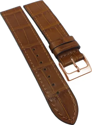 Produktbild von Herzog Italo-Kroko honig > Uhrenarmband braun > Leder Krokoprägung , Stegbreite:22mm, Schließe:Roséfarben