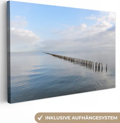 Produktbild von OneMillionCanvasses® - Leinwandbilder - 140x90 cm, Nordsee - Wolken - Wasser, Wandbilder Kunstdruck Wanddekoration
