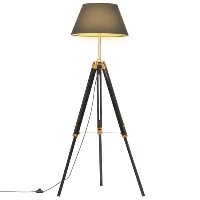 Obrázek produktu pro Stojací lampa stativ černá a zlatá masivní teak 141 cm