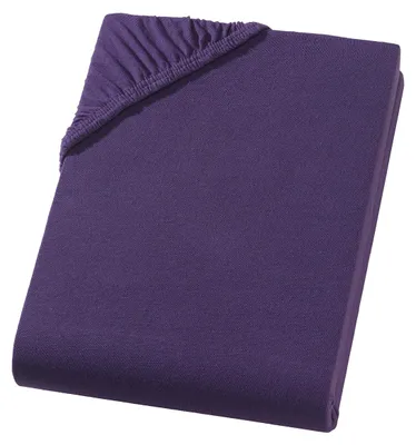 Produktbild von Jersey Spannbettlaken 90-100x200 cm Spannbettuch 100% Baumwolle Bettlaken, Aubergine