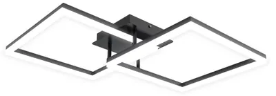 Productafbeelding van LILIIN 60W zwarte, vierkante, geometrische LED-plafondlamp, moderne, koelwitte plafondlamp voor binnen