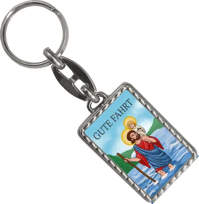 Produktbild von Gute Fahrt Schlüsselanhänger mit Bordüre mit dem Heiligen Christophorus