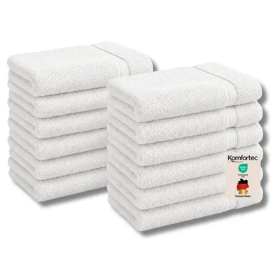 Produktbild von Komfortec 12er Gästehandtücher Set 30x50 cm, 100% Baumwolle, Weich & Saugfähig, Frottee Gästetücher,