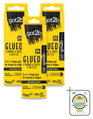 Immagine prodotto di 3 confezioni di Got2B 2-in-1 Styling Gel per sopracciglia e hairline, colore nero, 16 ml - confezione risparmio - 3 pezzi