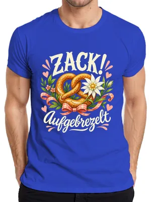 Immagine prodotto di Zack! Maglietta da uomo per l'Oktoberfest, con motivo "Wiesn", con brezel, lederhosen e dirndl, colore blu, taglia 3XL