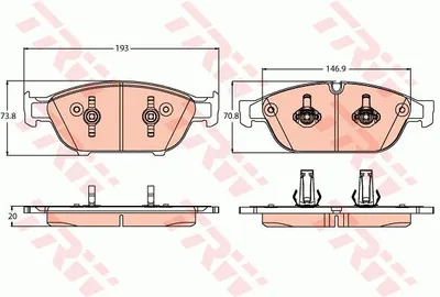 Produktbild von TRW Bremsbeläge Satz Vorne für AUDI A6 Avant (4G5, 4GD, C7) GDB2113