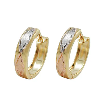 Immagine prodotto di Creole Ohrring 12x3mm Klapp cerniera tricolore diamantiert ORO 9Kt