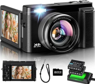 Zdjęcie produktu dla Aparat cyfrowy - kamera do vlogów - zdjęcia i wideo - 4K Ultra HD - 3-calowy ekran - czarny