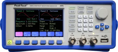 Produktbild von PeakTech P 4115 - 2-Kanal Arbitär Signalgenerator  1 µHz - 60 MHz  mit TFT-Anzeige und Amplifier