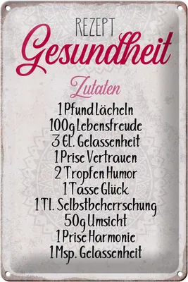 Produktbild von Blechschild Spruch 20x30cm Rezept Gesundheit Zutaten