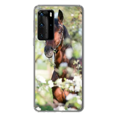 Produktbild von MuchoWow® Handyhülle Schutzhülle Hülle für Huawei P40 Pro Pferde - Blüte - Frühling - Tiere Silikon Softcase Handy Hülle - Schutz