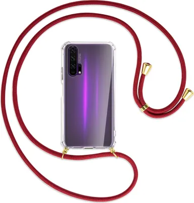 Produktbild von Handykette Backcover-Schutzhülle mit Band (Metall goldfarben) für Honor 20 Pro - dunkelrot