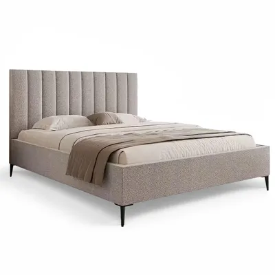 Produktbild von GOLDSTOFF AUREO polsterbett 140x200cm |Modernes & elegantes Bett mit Stauraum & gepolstertem Kopfteil | Stilvolles Bett mit Federmechanismus Taupe