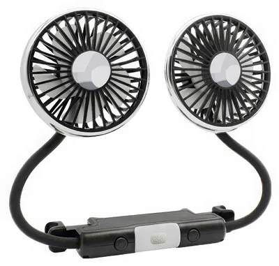 Produktbild von Doppelkopf Auto Ventilator USB 3 Geschwindigkeiten mit LED Licht für Fahrzeug