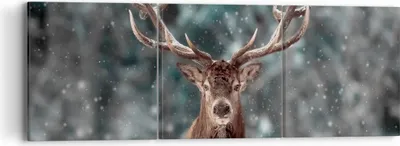 Produktbild von Bild auf Leinwand - Leinwandbild - 3 Teile - Hirsch Hirsch Winter - 90x30cm - Wand Bild - Wanddeko - Wandbilder - Leinwanddruck - Bilder - Wanddekoration - Leinwand bilder - Wandbild - CA90x30-4998