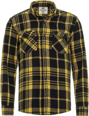 Produktbild von Red Bridge Herren Hemd Casual Plaid Shirts Modern Fit Langarm Kariert Gelb-Schwarz S