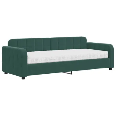Image de vidaXL Lit de jour avec matelas vert foncé 80x200 cm velours