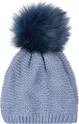 Produktbild von styleBREAKER Uni Einfarbige Strick Bommelmütze fein gestrickt mit Fleece Futter, Winter Fellbommel Mütze 04024175