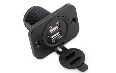 Produktbild von USB Einbaudose 12 & 24 Volt, aus ABS Kunststoff