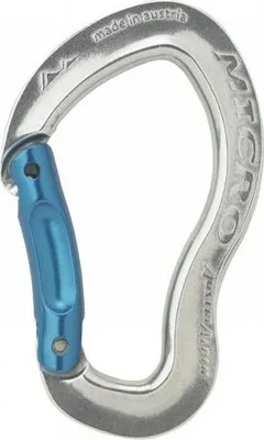 Karabiner MICRO mit gebogenem Schnapper von Austri Alpin; geeignet für Klettern.