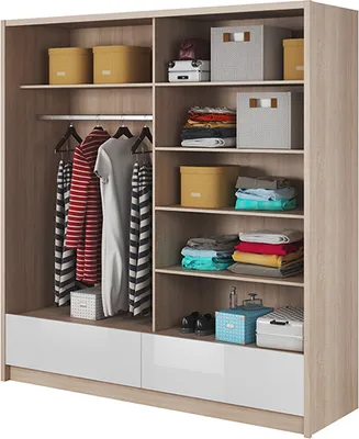 Productafbeelding van Kledingopslag, 200 cm hoog, plankenrek, kast, archiefkast, schuifdeuren, kantoor