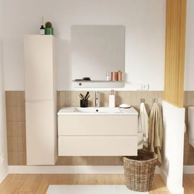 Image de Ensemble meuble vasque SORRENTO 80cm avec robinet, miroir et colonne