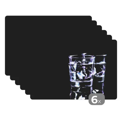 Obrázok produktu pre MuchoWow® Podložky Sada 6 podložiek Umývateľné podložky 30x45x0.3cm Alkohol - poháre - alkohol Podložka pod stôl Nekĺzavá a odolná voči teplu